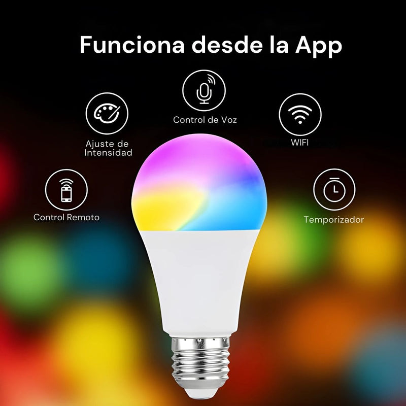 Foco Bombillo Inteligente LED RGB WiFi+Bluetooth. 9W Foco Iluminación RGB con App y Control Remoto Compatible Con Alexa y Google Assistant. Bombilla