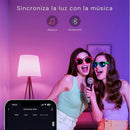 Foco Bombillo Inteligente LED RGB WiFi+Bluetooth. 9W Foco Iluminación RGB con App y Control Remoto Compatible Con Alexa y Google Assistant. Bombilla