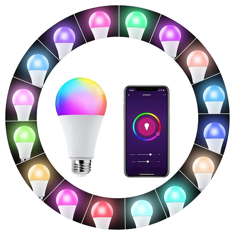 Foco Bombillo Inteligente LED RGB WiFi+Bluetooth. 9W Foco Iluminación RGB con App y Control Remoto Compatible Con Alexa y Google Assistant. Bombilla