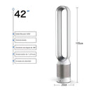 Abanico Sin Aspas Y Purificador De Aire Con Control Remoto. Ventilador de Torre Con Filtro. 42". 105x20 cm. Color silver