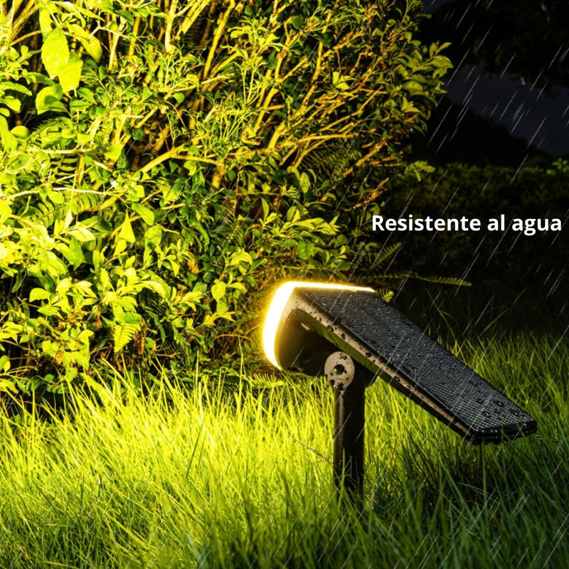 Foco Solar LED Exterior Resistente al Agua Con Cabezal Ajustable. Lámpara Para Jardín Luz Cálida Autorecargable. (hasta 10 horas)