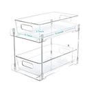 Organizador De Cocina Y Baño De 2 Niveles Con Cajones Deslizantes. Estante De Almacenamiento Para Fregador 28.9x17cm. Transparente.