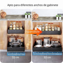 Organizador gaveta De Cocina Expandible Y Extraíble De Acero Para Latas, Platos Y Despensa. 32 a 53cm de ancho x42.5cm profundo. Color Negro. 1 Unidad