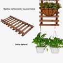 Estante De Pared Para Plantas.  Soporte Colgante Multifuncional De Madera Carbonizada. Perchero para Colgar helechos. 30x60 cm