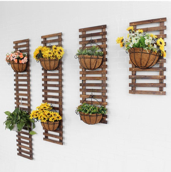 Estante De Pared Para Plantas.  Soporte Colgante Multifuncional De Madera Carbonizada. Perchero para Colgar helechos. 30x60 cm