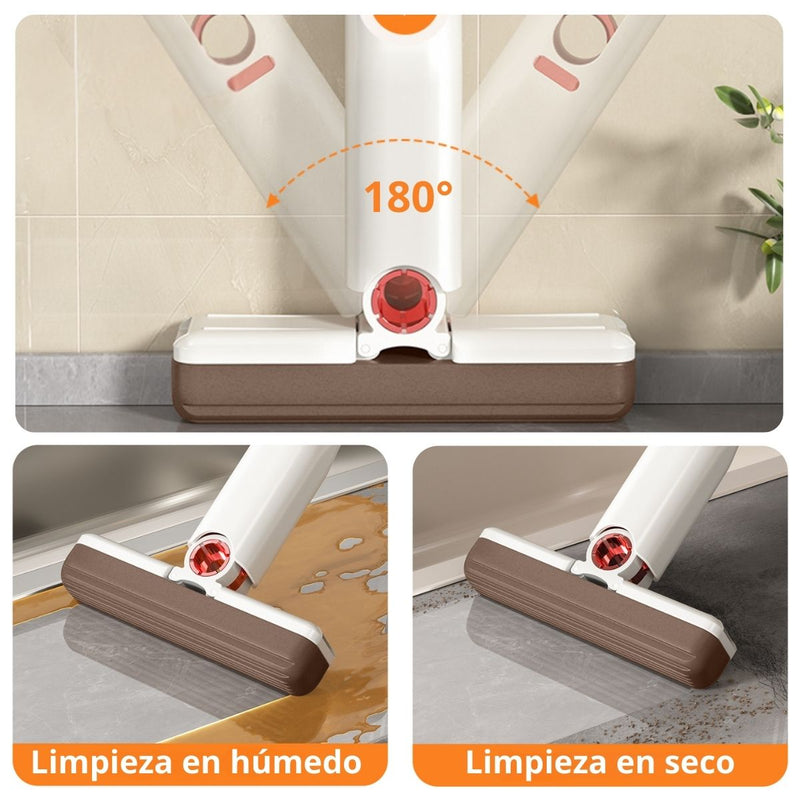 Limpia ventanas escurridor Trapeador Retráctil Mini Con Autoescurrido. Mini Mop Plegable 180°. Mini Mopa Para Limpieza en Seco Y Húmedo.