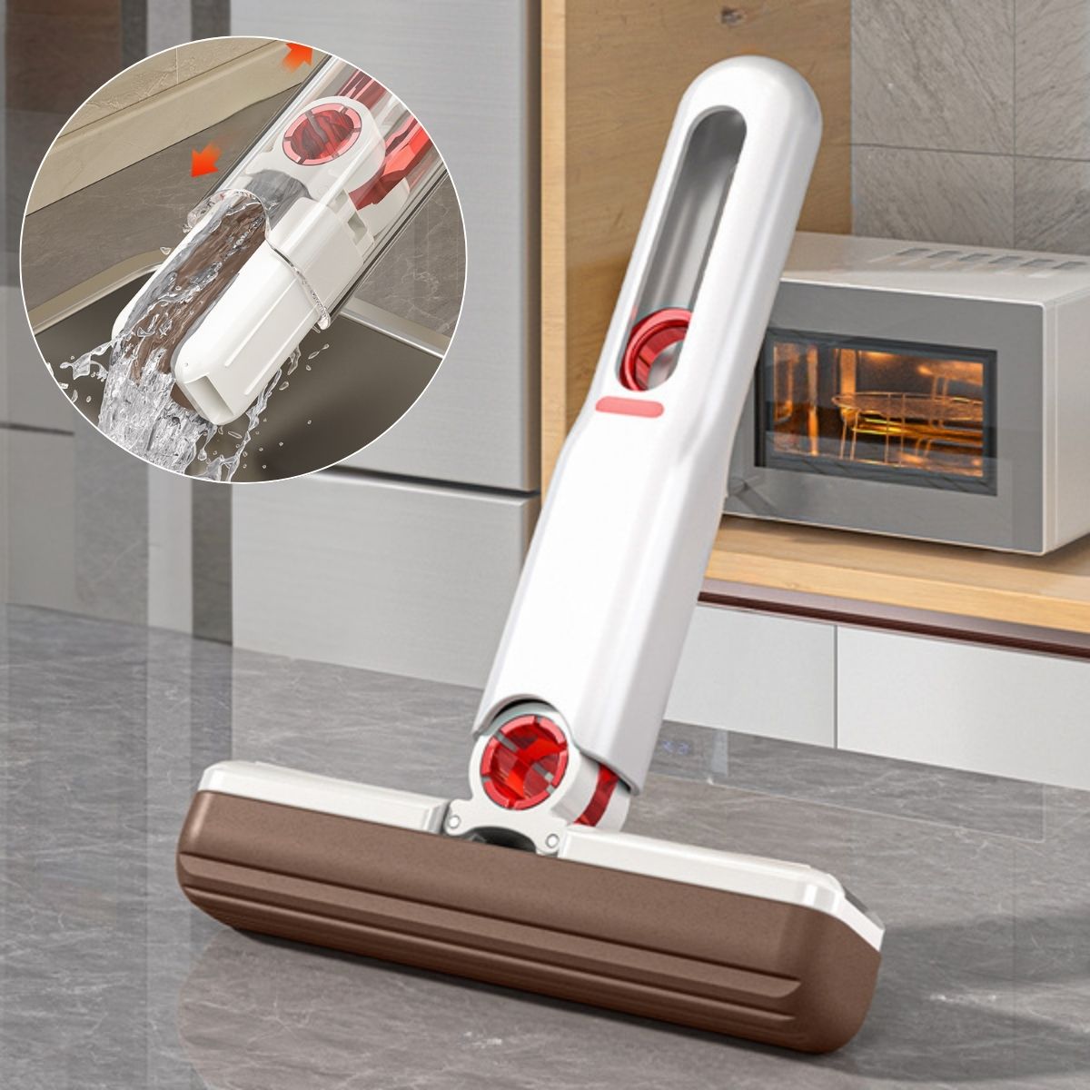 Limpia ventanas escurridor Trapeador Retráctil Mini Con Autoescurrido. Mini Mop Plegable 180°. Mini Mopa Para Limpieza en Seco Y Húmedo.