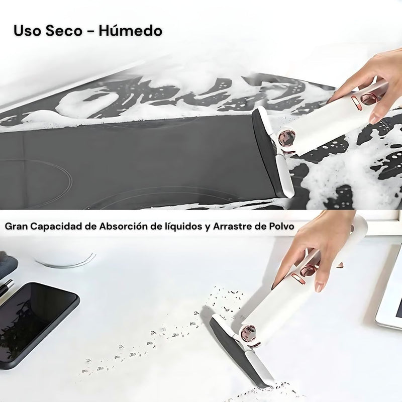 Limpia ventanas escurridor Trapeador Portátil, Plegable De 180° Con Auto Escurrido. Mini Mop Para Uso Húmedo Y Seco Para Limpieza De Escritorio, Monitor, Vidrio.