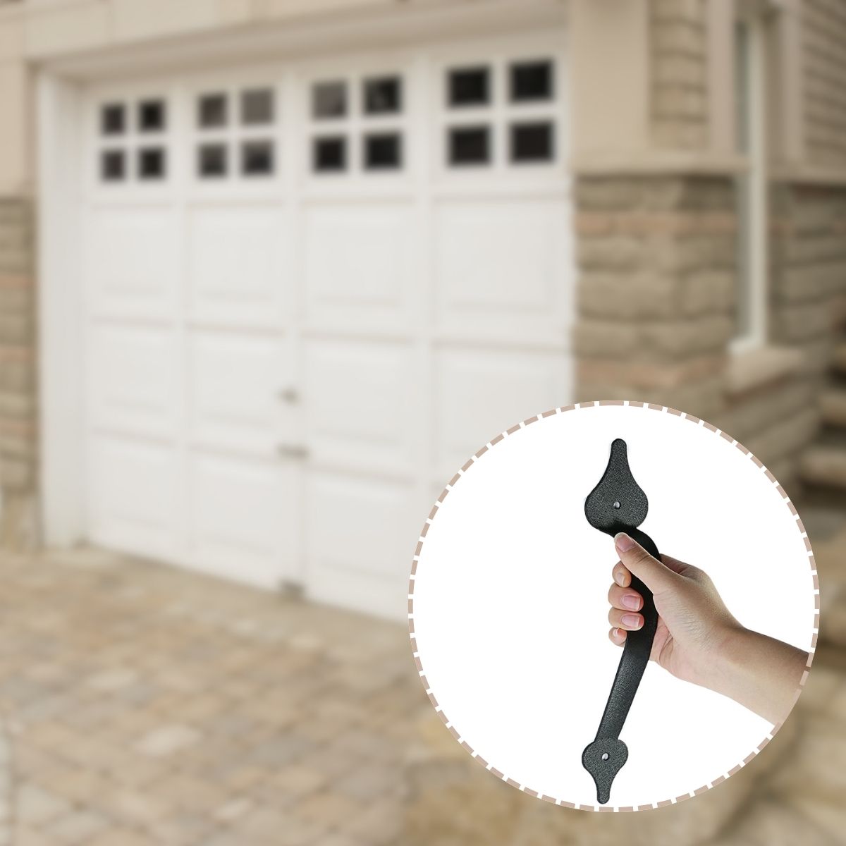 Tirador Decorativo Para Puertas De Garaje De Acero Al Carbono. Manija Para Portones.  28.5 cm / 11.2 “