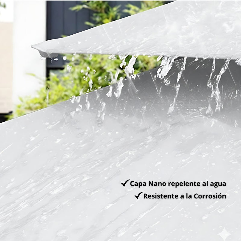 Sombrilla De Patio 2.7 mts Lona anti-UV Con Base Pesada de agua. Paraguas Para Jardín Exteriores Voladizo Con Doble Capa Superior. Color Blanco.