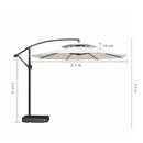 Sombrilla De Patio 2.7 mts Lona anti-UV Con Base Pesada de agua. Paraguas Para Jardín Exteriores Voladizo Con Doble Capa Superior. Color Blanco.