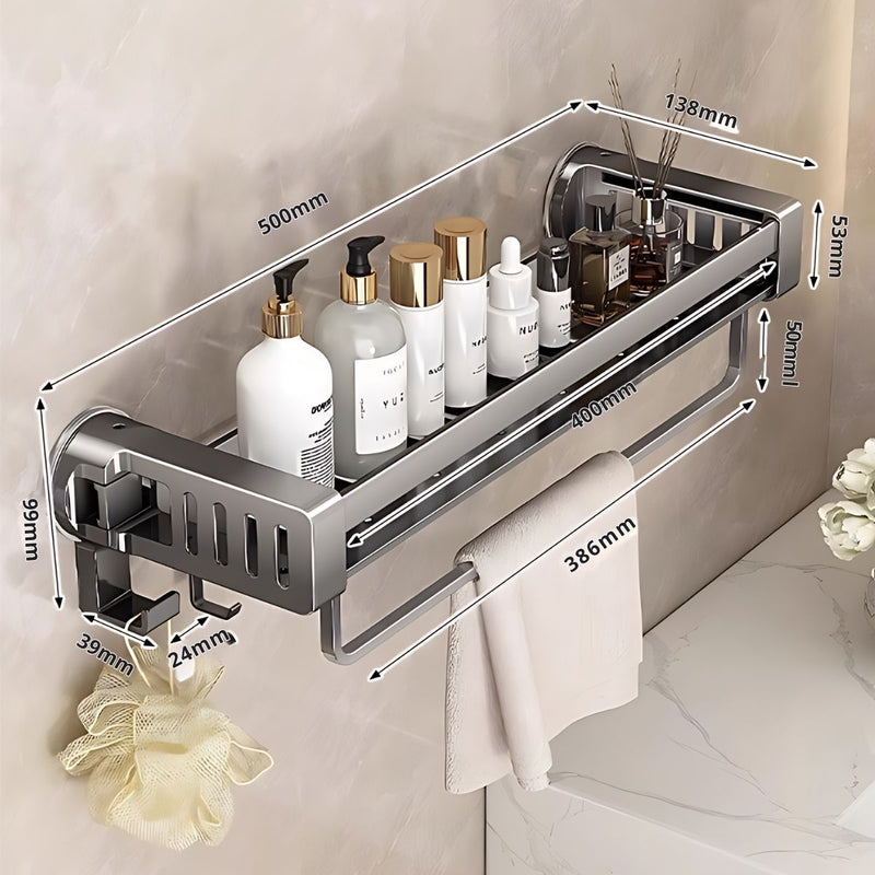 Repisas De Aluminio Con Ventosa Para Baño. Estante Flotante De Ducha. Color Gris.