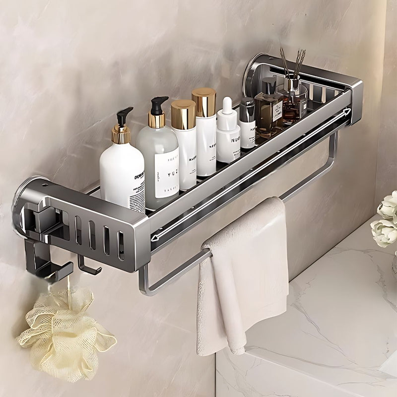 Repisas De Aluminio Con Ventosa Para Baño. Estante Flotante De Ducha. Color Gris.