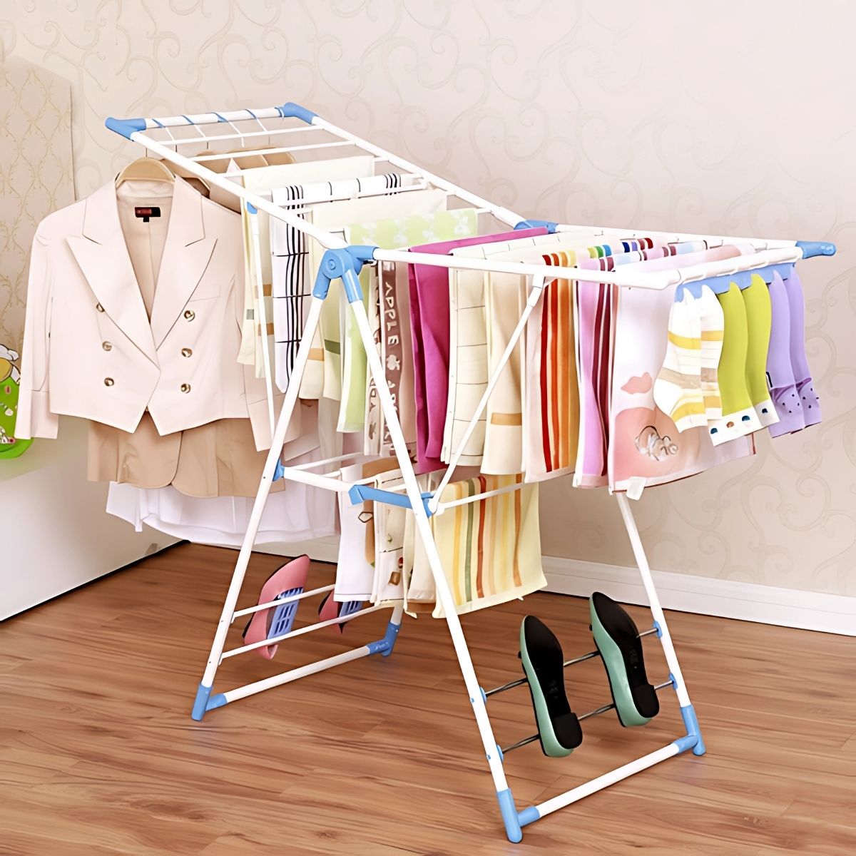 Tendedero De Ropa Plegable Portátil. Rack Para Ropa Para Interiores y Exteriores. 133 x 95.5 x 58 cm