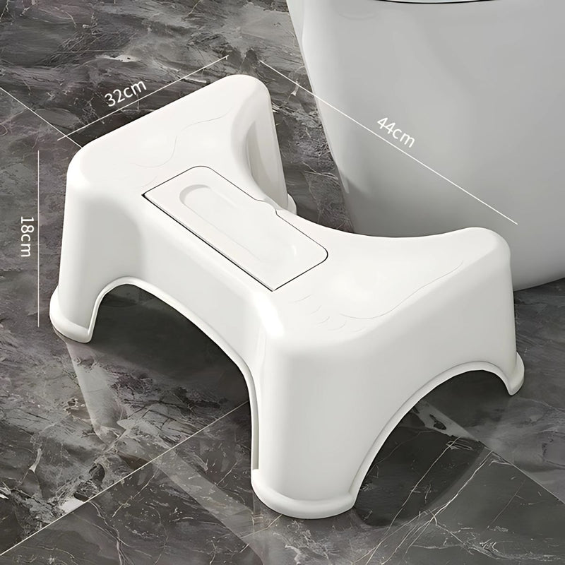 Banquito Para Inodoro con Ranura Porta Celular. Taburete Ergonómico De Plástico Para el Baño. Escabel Antideslizante 44x32x18 cm Color Blanco.