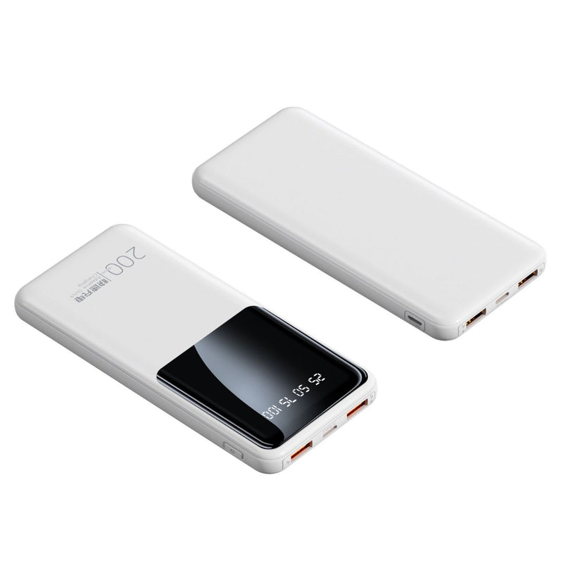 Power Bank cargador 20000 mAh Carga Rápida. Batería Portátil con Pantalla Digital. Doble Puerto USB y Entradas USB-C y Micro USB.
