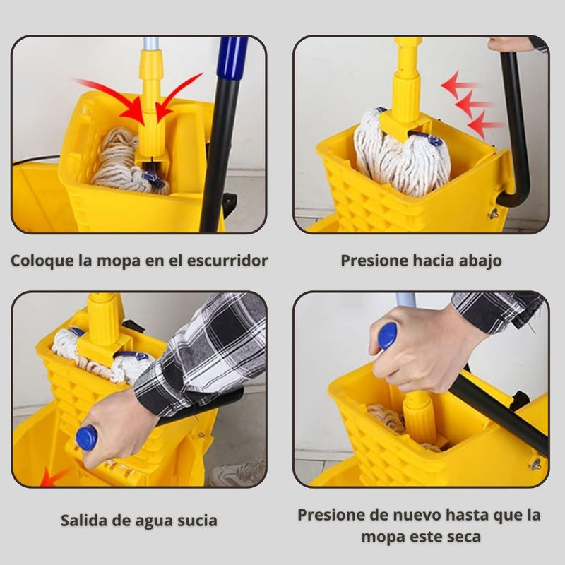 Cubo Exprimidor De Trapeador De 24L. Carro Escurridor Para Limpieza.