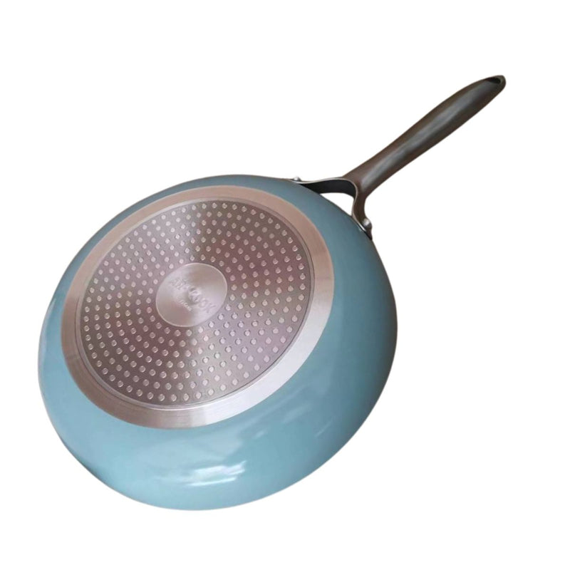Sartén Cerámico Antiadherente 7.8” (20 Cm) Color Blanco y Azul Con Mango plateado. Eco Friendly 100% Libre De Teflón.