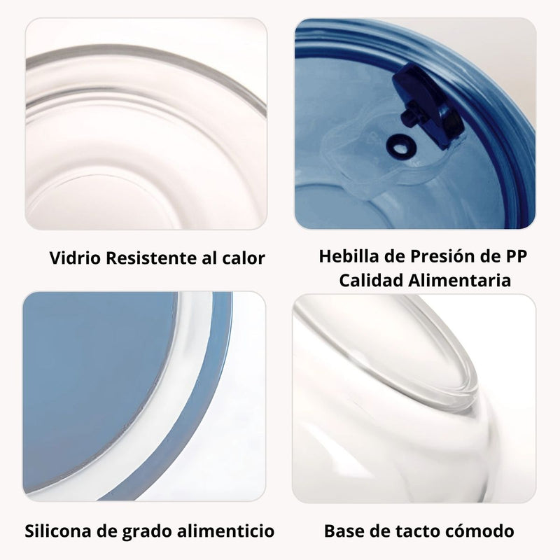 Recipientes De Vidrio Herméticos. Set De 3 Piezas (1200ML, 650ML, 350ML). Vasijas Para Comida Redondos. Cajas De Almacenamiento Selladas.