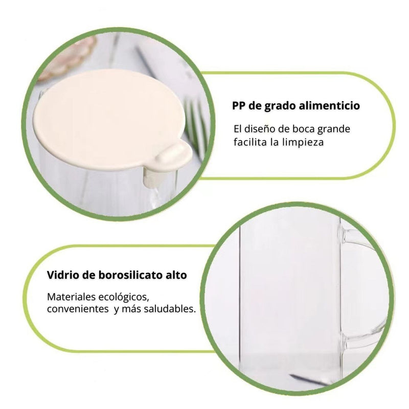 Jarra De Vidrio Con Tapa 1.7L  Y Vasos (4 Unds)
