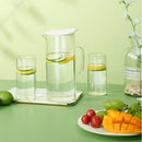 Jarra De Vidrio Con Tapa 1.7L  Y Vasos (4 Unds)
