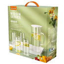 Jarra De Vidrio Con Tapa 1.7L  Y Vasos (4 Unds)