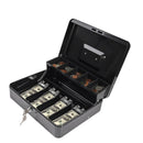 Caja Menuda Con Llave Y Bandeja De Monedas. Caja Chica Para Organizar Billetes 11.8"x9.4"x3.5" (30x24x9 cms). Color Negro.