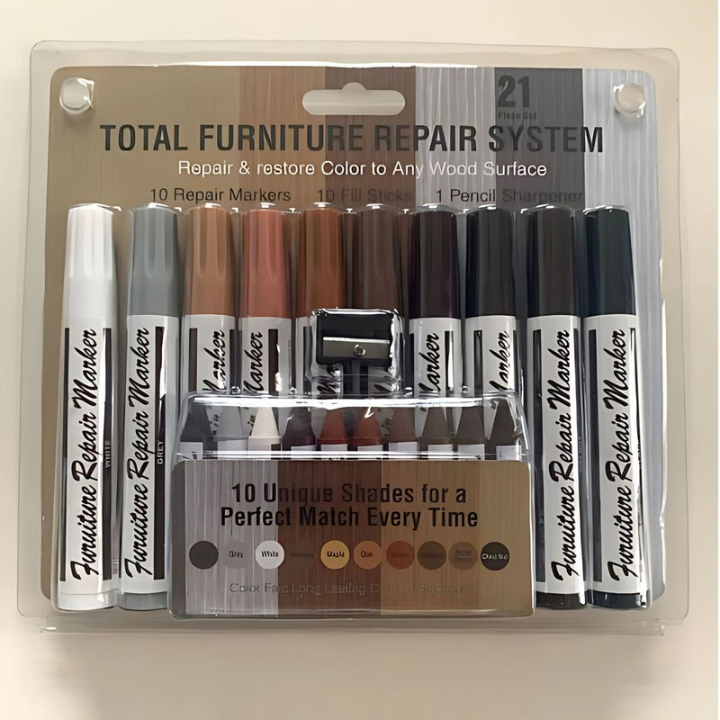 Marcadores Y Crayones Para Reparar o pintar Muebles. Incluye Sacapuntas (21 piezas).
