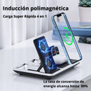 Cargador Inalámbrico Base de carga 4 En 1 De 30W Para telefonos reloj inteligente Y audifonos AirPods. Color Negro. Universal carga con todos