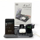 Cargador Inalámbrico Base de carga 4 En 1 De 30W Para telefonos reloj inteligente Y audifonos AirPods. Color Negro. Universal carga con todos