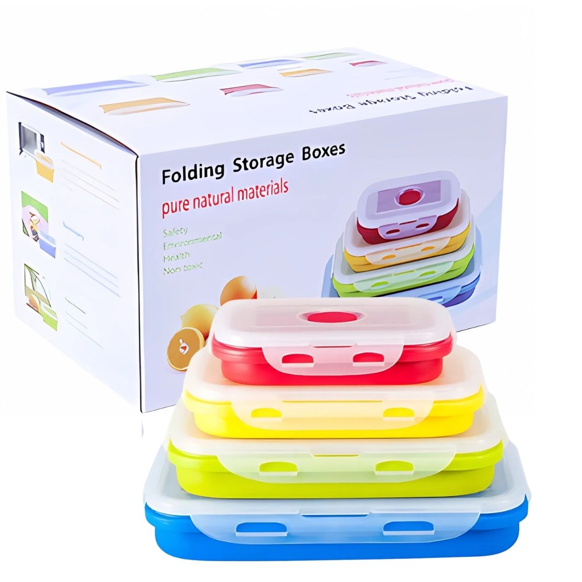 Envases De Silicona Plegables Herméticos. 350ml, 540ml, 800ml Y 1200ml. Vasijas. Cajas De Almacenamiento Selladas. Envases Plásticos.