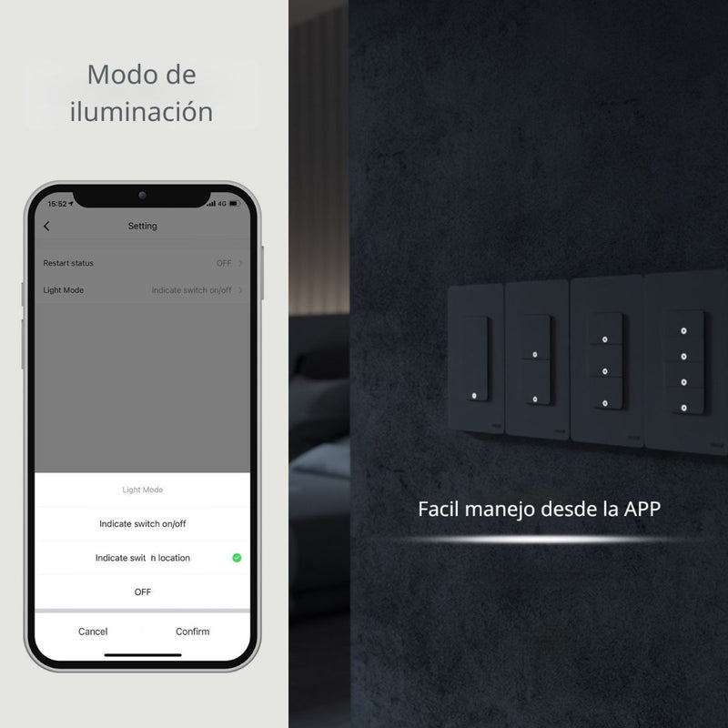 Interruptor Inteligente Wifi De Pared Con Neutro Doble Compatible Con Alexa Y Google Assistant.10A. 90-240V. 50-60 Hz