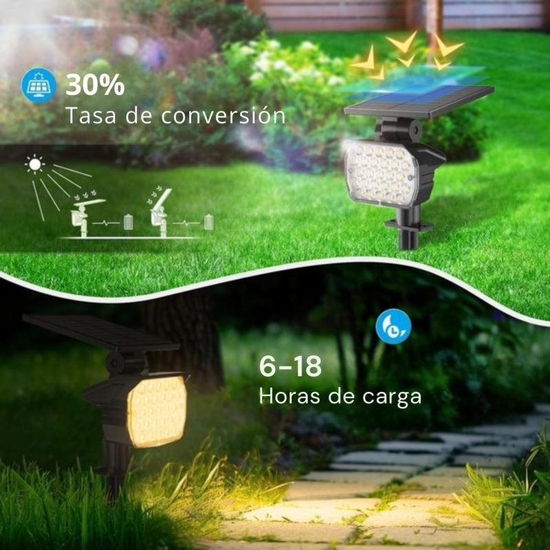 Lampara Solar LED Para Césped Tipo Estaca (6 Unds) Foco Con Panel Solar Integrado Para Jardín IP67 Resiste al agua. (Luz Blanca). 3W. 3.7V.
