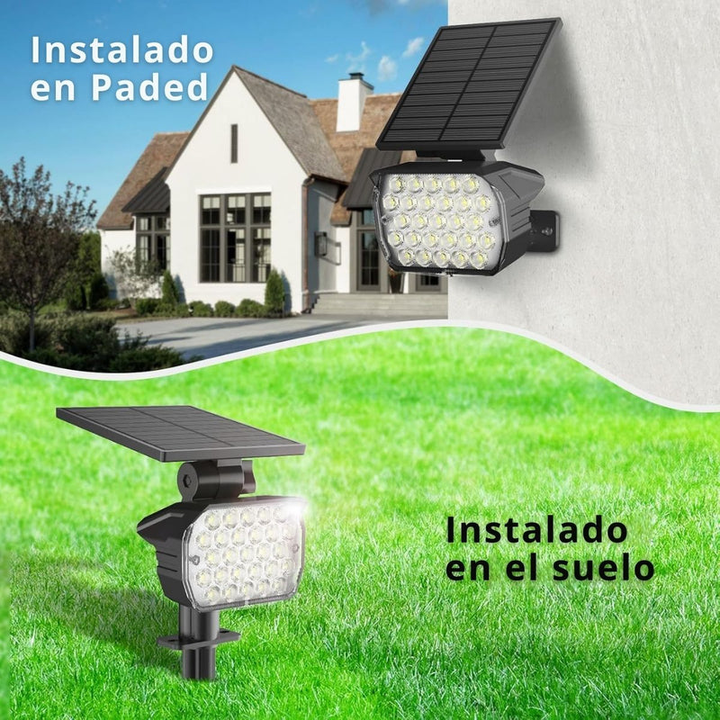 Lampara Solar LED Para Césped Tipo Estaca. (12 Unds) Foco Con Panel Solar Integrado Para Jardín IP67 Resiste al agua. (Luz Cálida). 3W. 3.7V.
