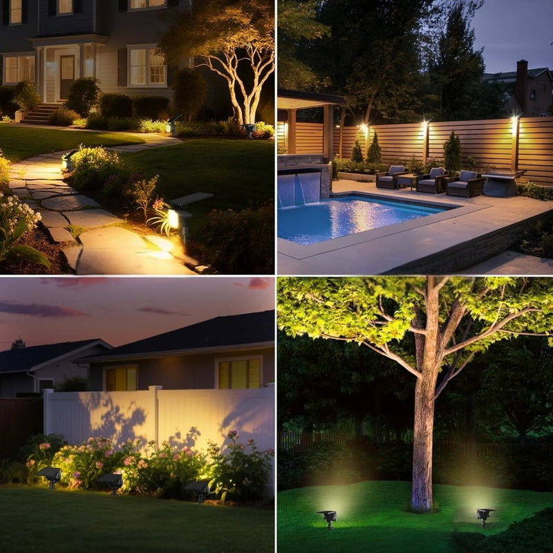 Lampara Solar LED Para Césped Tipo Estaca. (12 Unds) Foco Con Panel Solar Integrado Para Jardín IP67 Resiste al agua. (Luz Cálida). 3W. 3.7V.