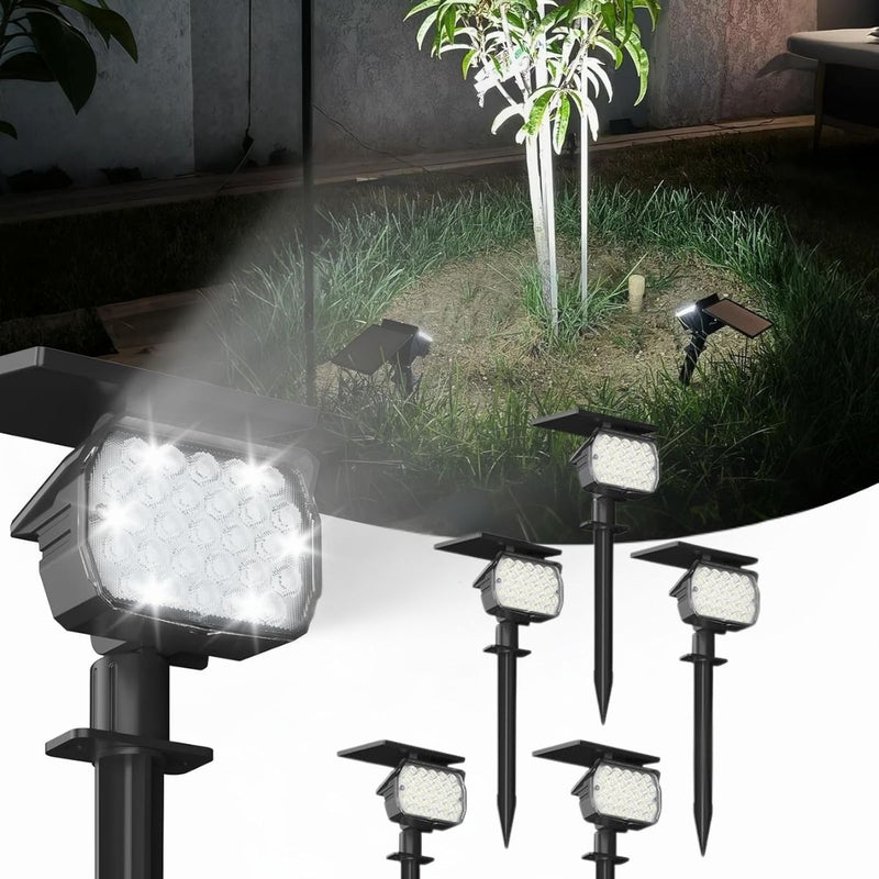 Lampara Solar LED Para Césped Tipo Estaca (6 Unds) Foco Con Panel Solar Integrado Para Jardín IP67 Resiste al agua. (Luz Blanca). 3W. 3.7V.