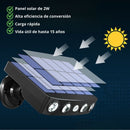 Lámpara Solar LED IP65 Cobertura 50M² 120º Con Sensor De Movimiento. Foco Con Panel Solar Para Exteriores. Luz Cálida. 5v. 300MA.1200 mAh. Color Negro