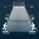 Lámpara Solar LED IP65 Cobertura 50M² 120º Con Sensor De Movimiento. Foco Con Panel Solar Para Exteriores. Luz Cálida. 5v. 300MA.1200 mAh. Color Negro