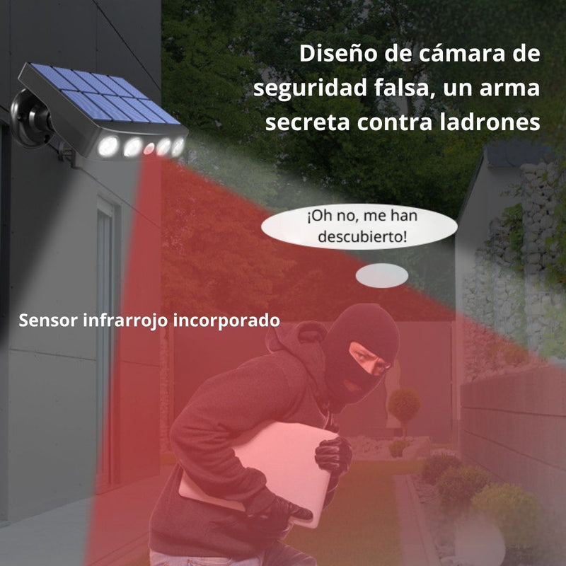 Lámpara Solar LED IP65 Cobertura 50M² 120º Con Sensor De Movimiento. Foco Con Panel Solar Para Exteriores. Luz Cálida. 5v. 300MA.1200 mAh. Color Negro