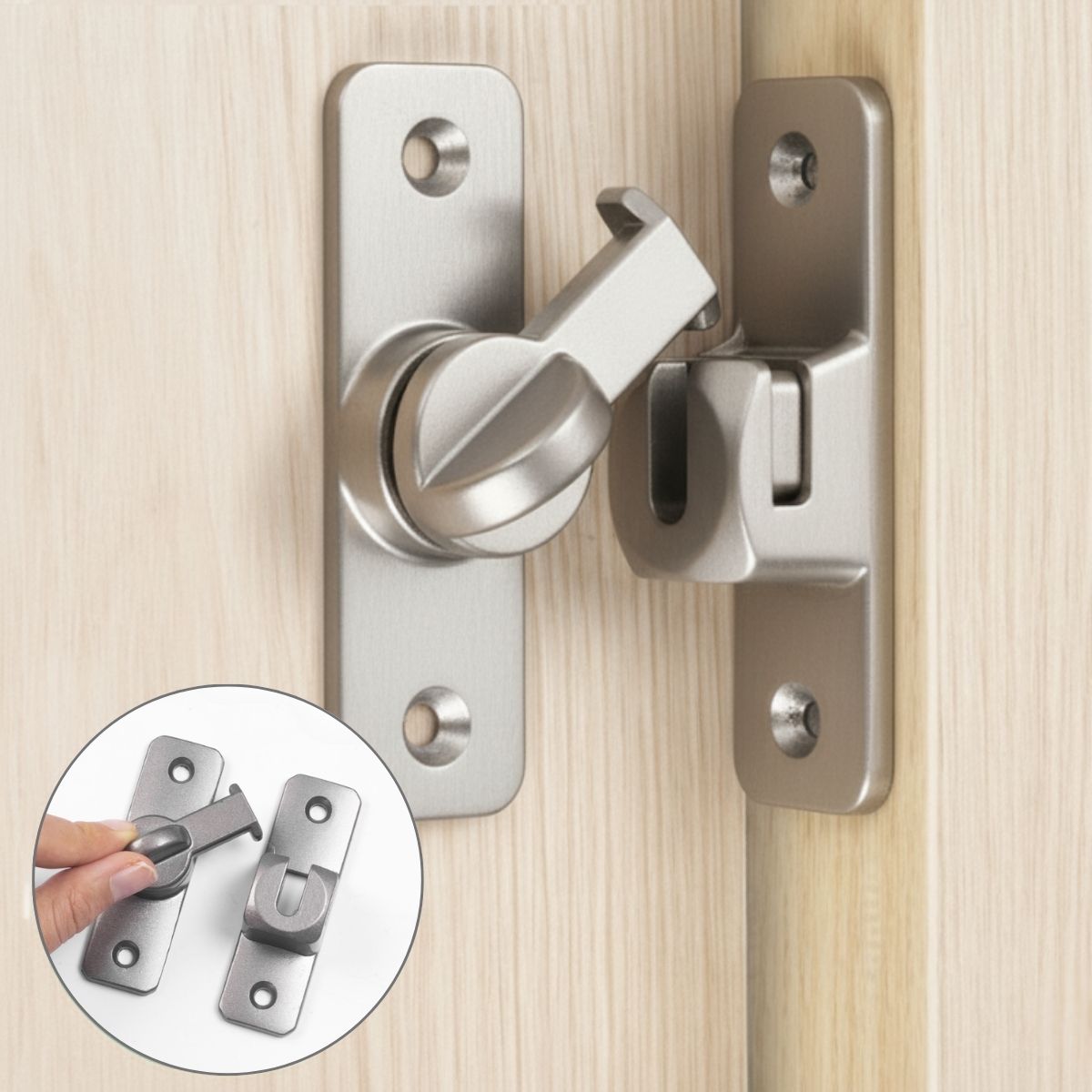 Pasador Picaporte De Seguridad De Aleación De Aluminio Para Puertas. Pestillo Para Armarios. Color Plateado. 2.9x2.2x0.9" (75x56x23mm). Cerrojo. Tranca