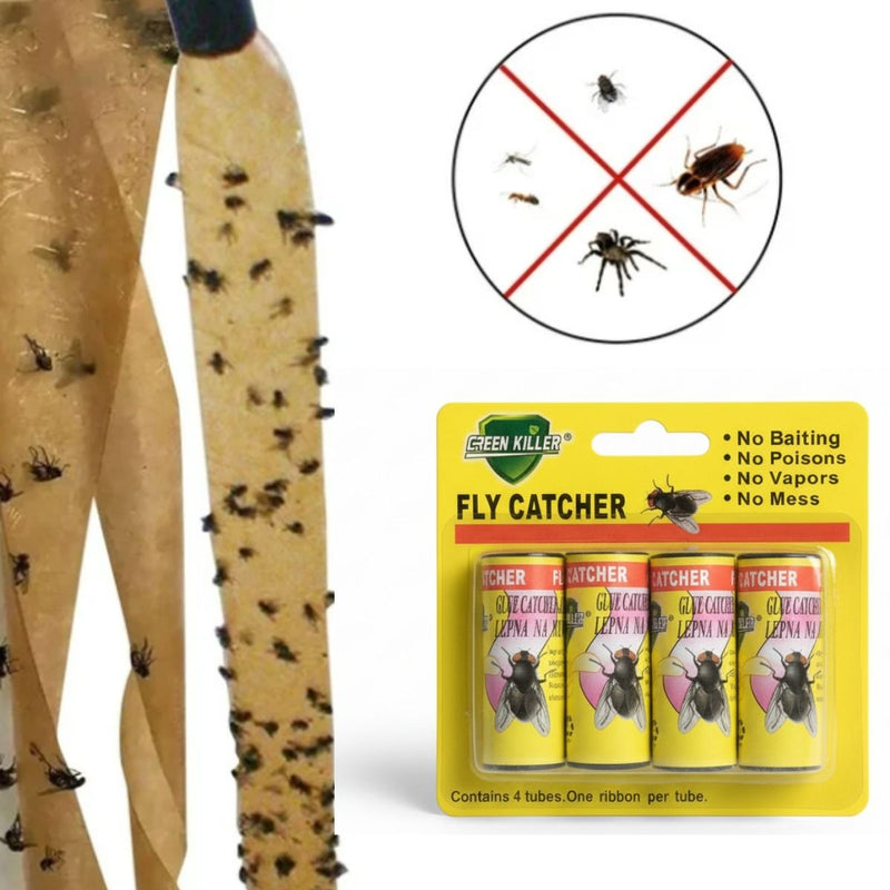Trampa Para Moscas Adhesiva. Banda Atrapamoscas doble cara Para Exterior E Interior.