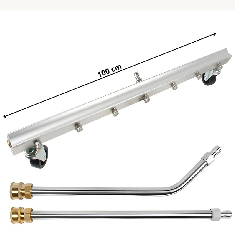 Escoba de agua limpiador de superficies para limpiar áreas planas como aceras y calzadas. Alta Presión De 7 Boquillas Conector 1⁄4" Varilla Y Extensores. Accesorio Hidrolavadoras De 39.4" (1m).