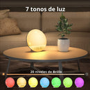Lampara De Mesa De Noche LED Con Despertador. Reloj Con 7 Tonos de Luz Y Radio FM Con Sonidos Naturales Y Puerto USB Para Cargar El Teléfono.