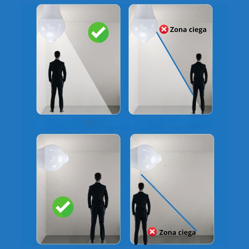 Foco Led Con Sensor De Movimiento Infrarrojo PIR De Amplio Voltaje. Bombillo E27 Ideal Para Pasillos, Escaleras, Corredores. 9W
