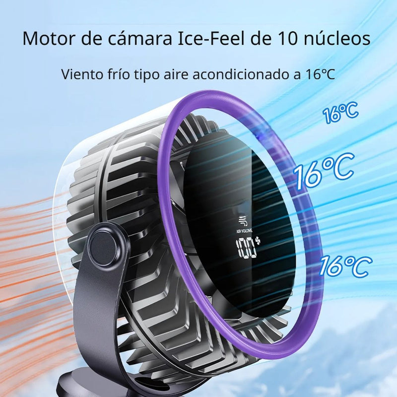 Abanico Recargable De Escritorio De 6" Con Y Pantalla LED. Ventilador Portátil De 100 Velocidades Y Motor Ice Feel. 7V. 5W