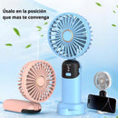Abanico De Mano Portátil Recargable USB 20000mAh Ultra Silencioso Con Base De 5 Velocidades Y Batería De 15 Horas de Duración. Color Azul