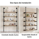 Repisas Estante Flotante Industrial De Tubos de Hierro (60x30 cm) x (173cm alto) Con Repisas De Madera 24"x12”Para Pared.