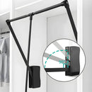 Closet tubo Con Sistema De Elevación Ajustable 70-93cm (27.5”-36”). Color Negro Barra De Ropa Abatible con doble buffer