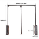 Closet tubo Con Sistema De Elevación Ajustable 70-93cm (27.5”-36”). Color Negro Barra De Ropa Abatible con doble buffer