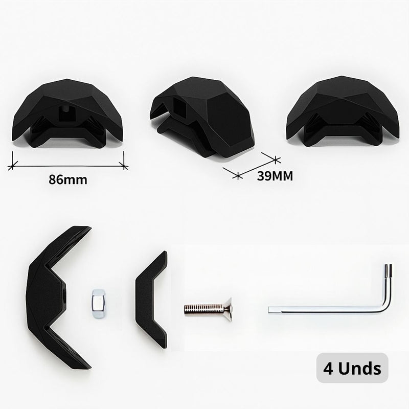 Abrazadera Conector Esquinero De Ensamblaje Para Muebles De Madera Sin Perforación. Para 14 a 21 mm de grosor. Color Negro. (4 Unds.)